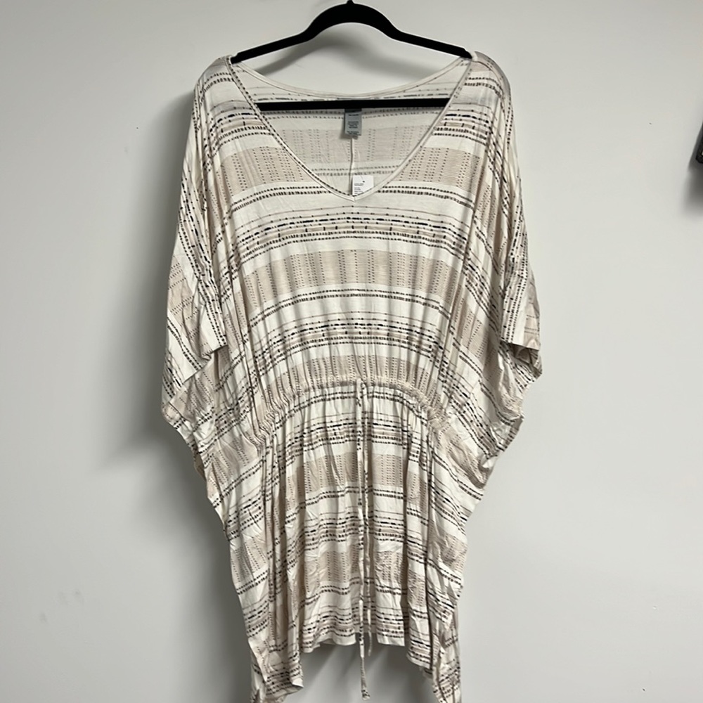 Catherine’s Poncho Tunic. New with tags. Cream/Black/Brown. Size 1X.